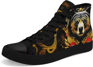 Mens High Top Sneakers Lace-Up Gothic Designed Casual Steet Canvas Shoes for Women Red and Black Skull Shoes