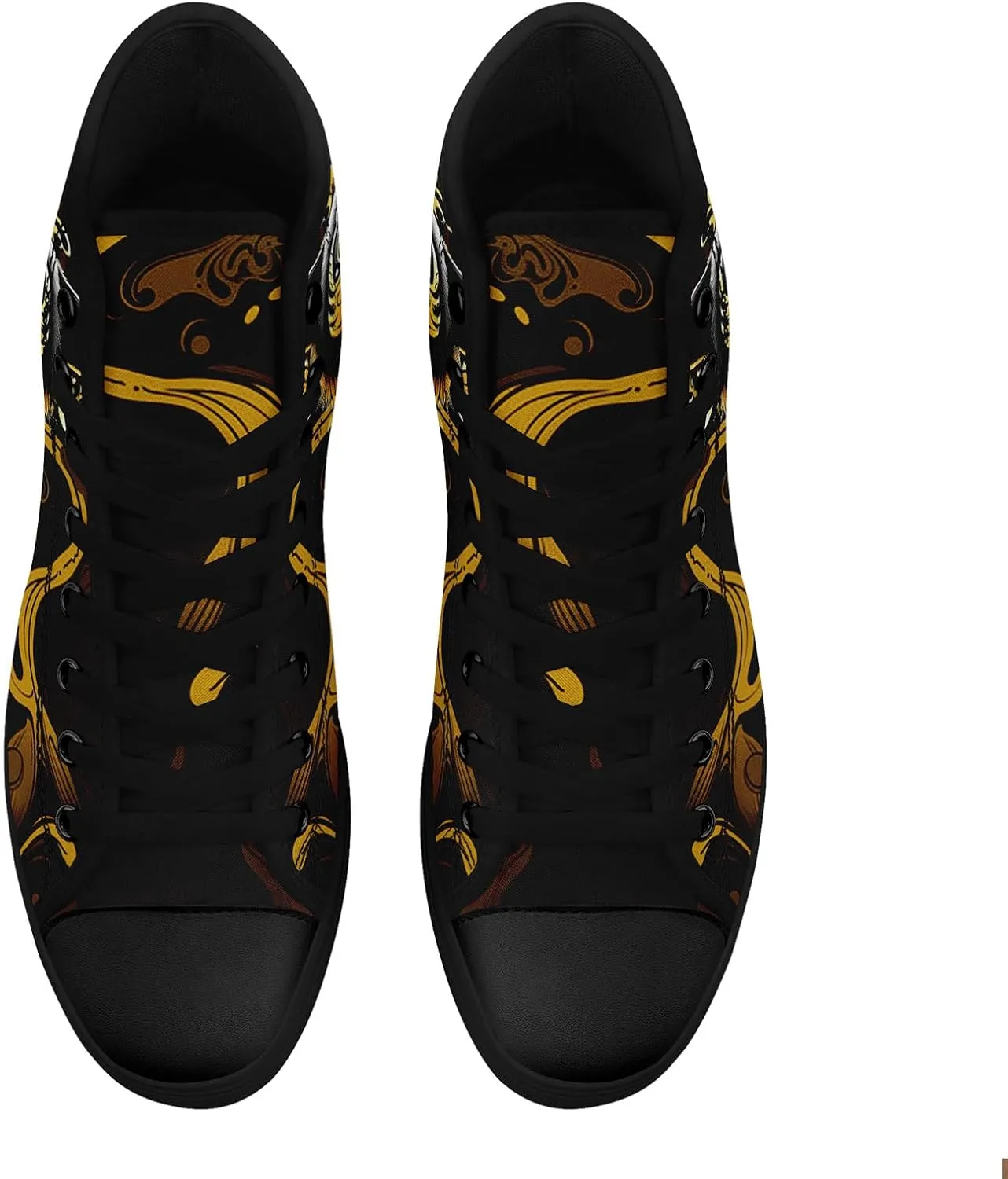 Mens High Top Sneakers Lace-Up Gothic Designed Casual Steet Canvas Shoes for Women Red and Black Skull Shoes