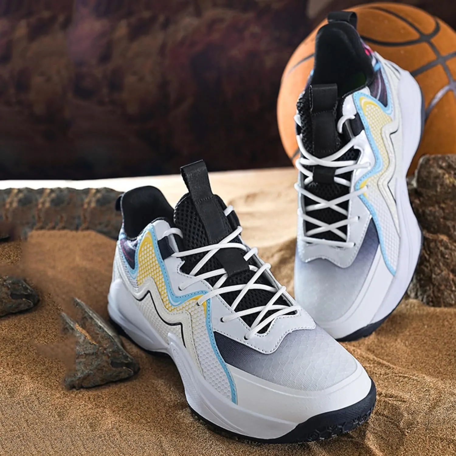 Mens Lace Up High Top Basketball Shoes Fashion Breathable Non Slip Sport Sneakers for Walking Running Tennis Volleyball