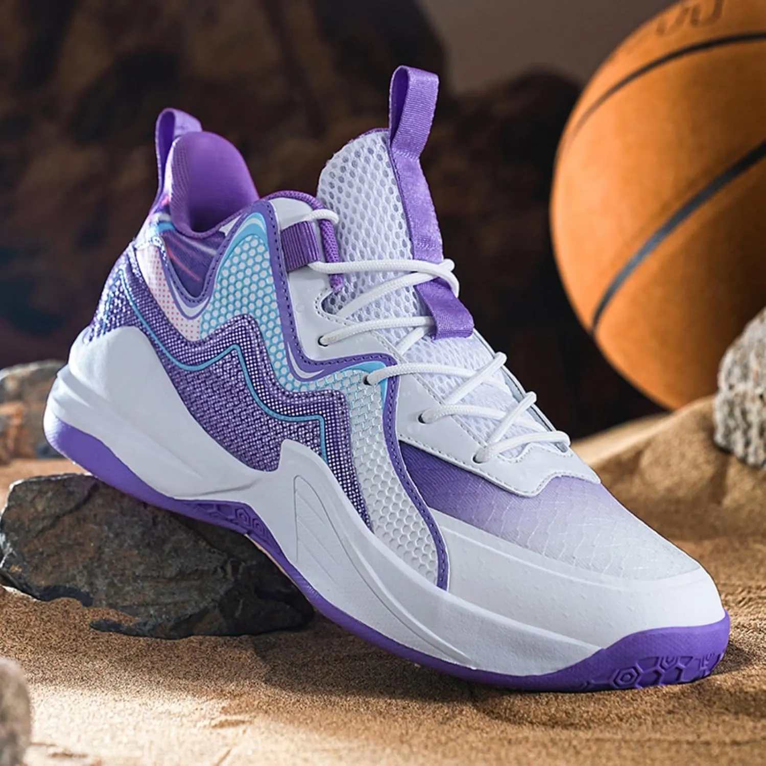 Mens Lace Up High Top Basketball Shoes Fashion Breathable Non Slip Sport Sneakers for Walking Running Tennis Volleyball