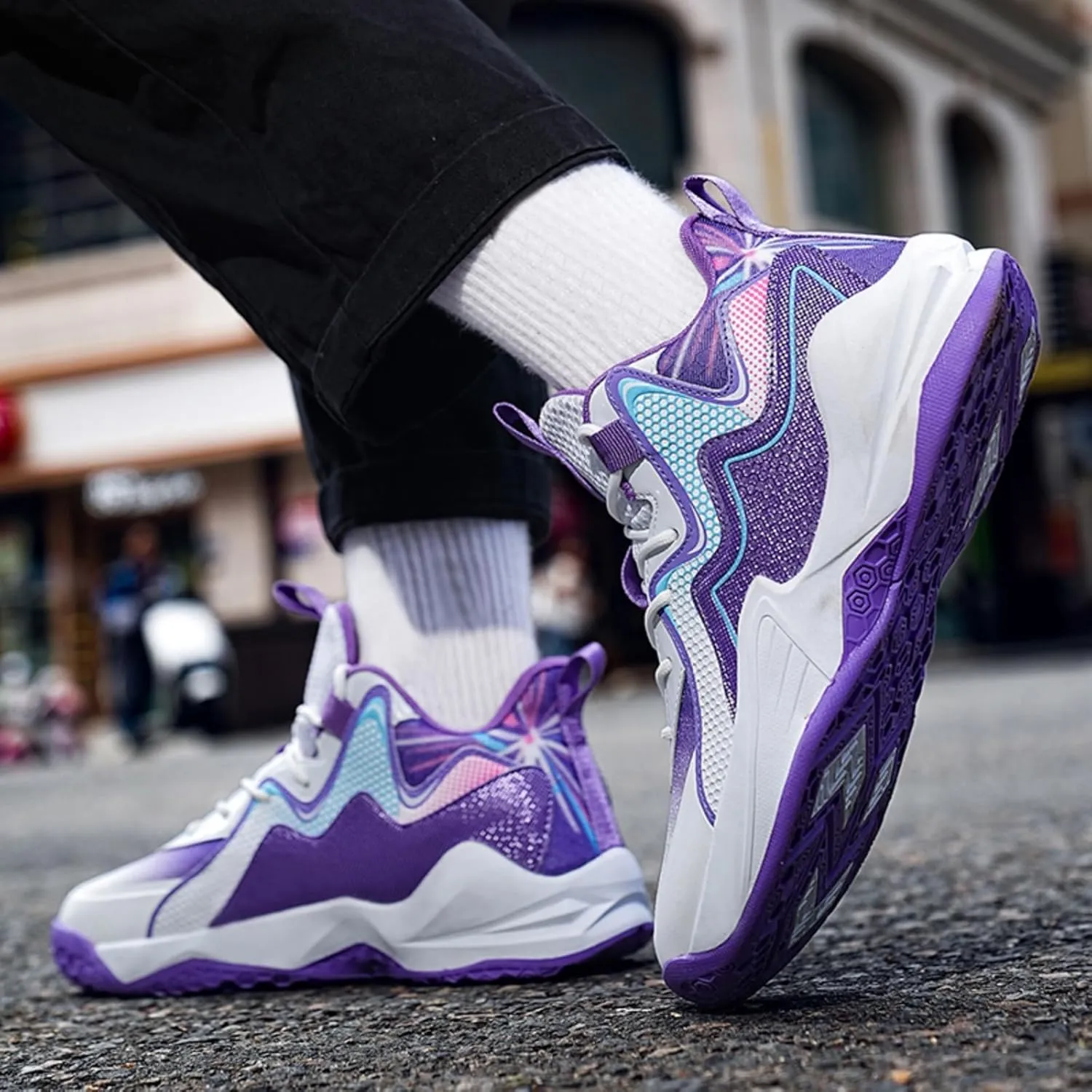 Mens Lace Up High Top Basketball Shoes Fashion Breathable Non Slip Sport Sneakers for Walking Running Tennis Volleyball