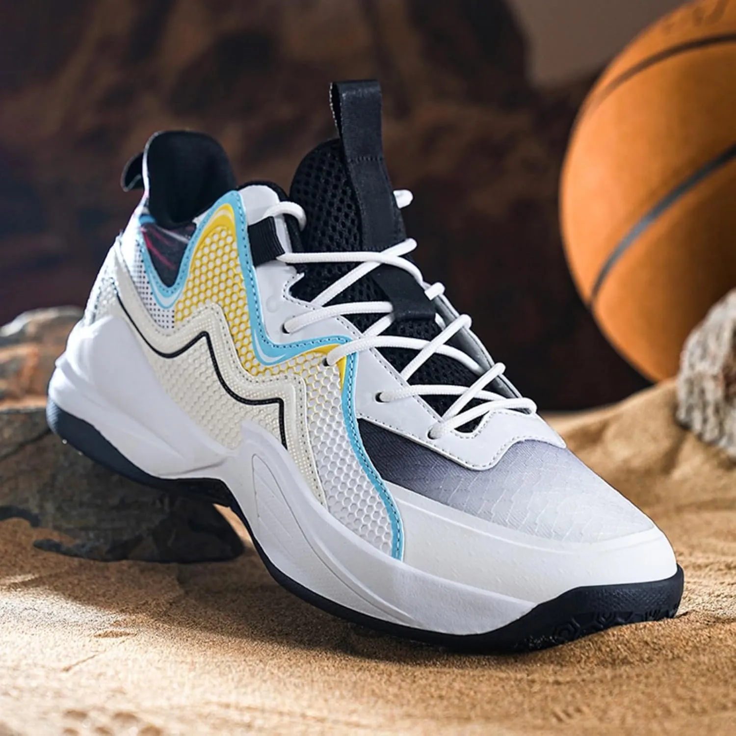 Mens Lace Up High Top Basketball Shoes Fashion Breathable Non Slip Sport Sneakers for Walking Running Tennis Volleyball