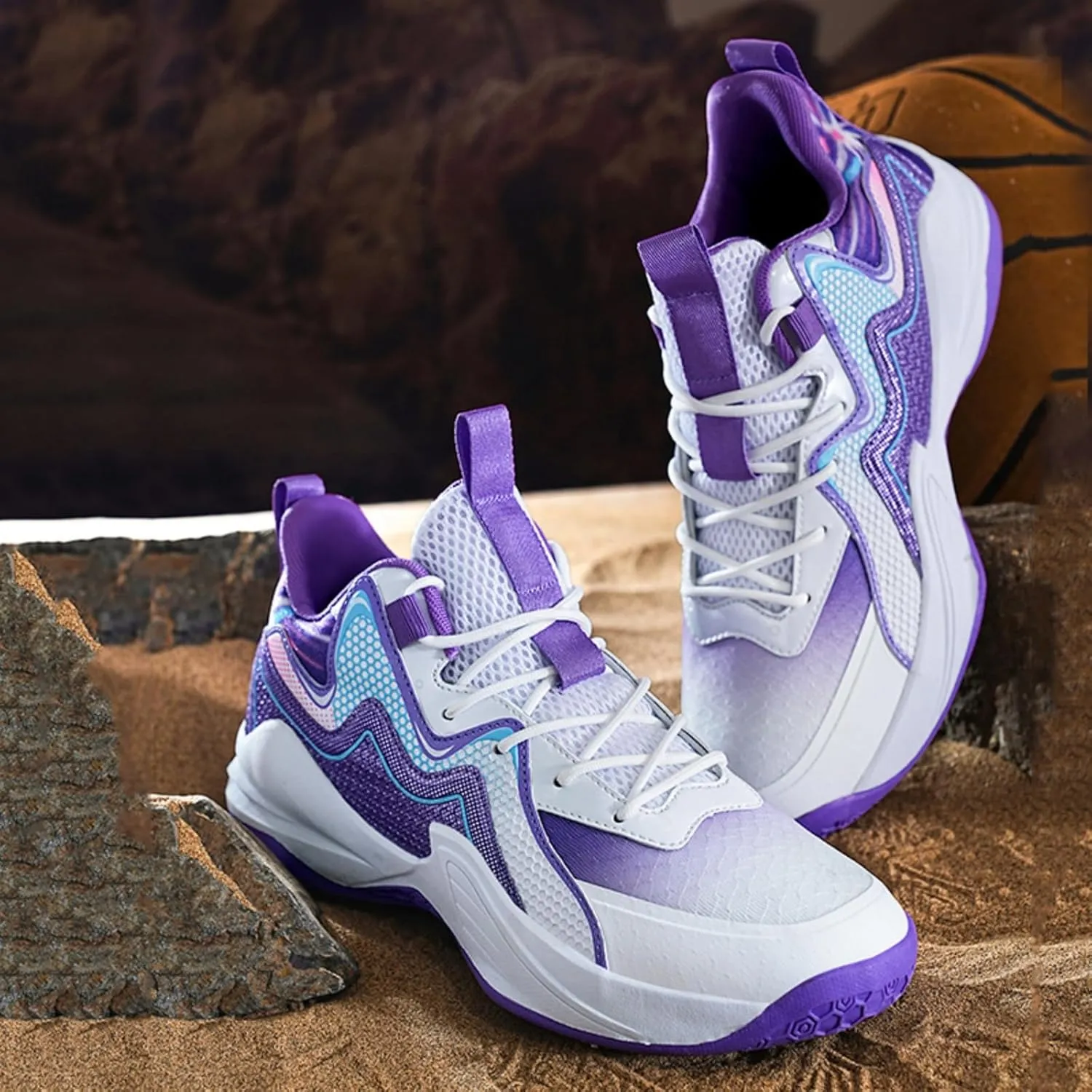 Mens Lace Up High Top Basketball Shoes Fashion Breathable Non Slip Sport Sneakers for Walking Running Tennis Volleyball