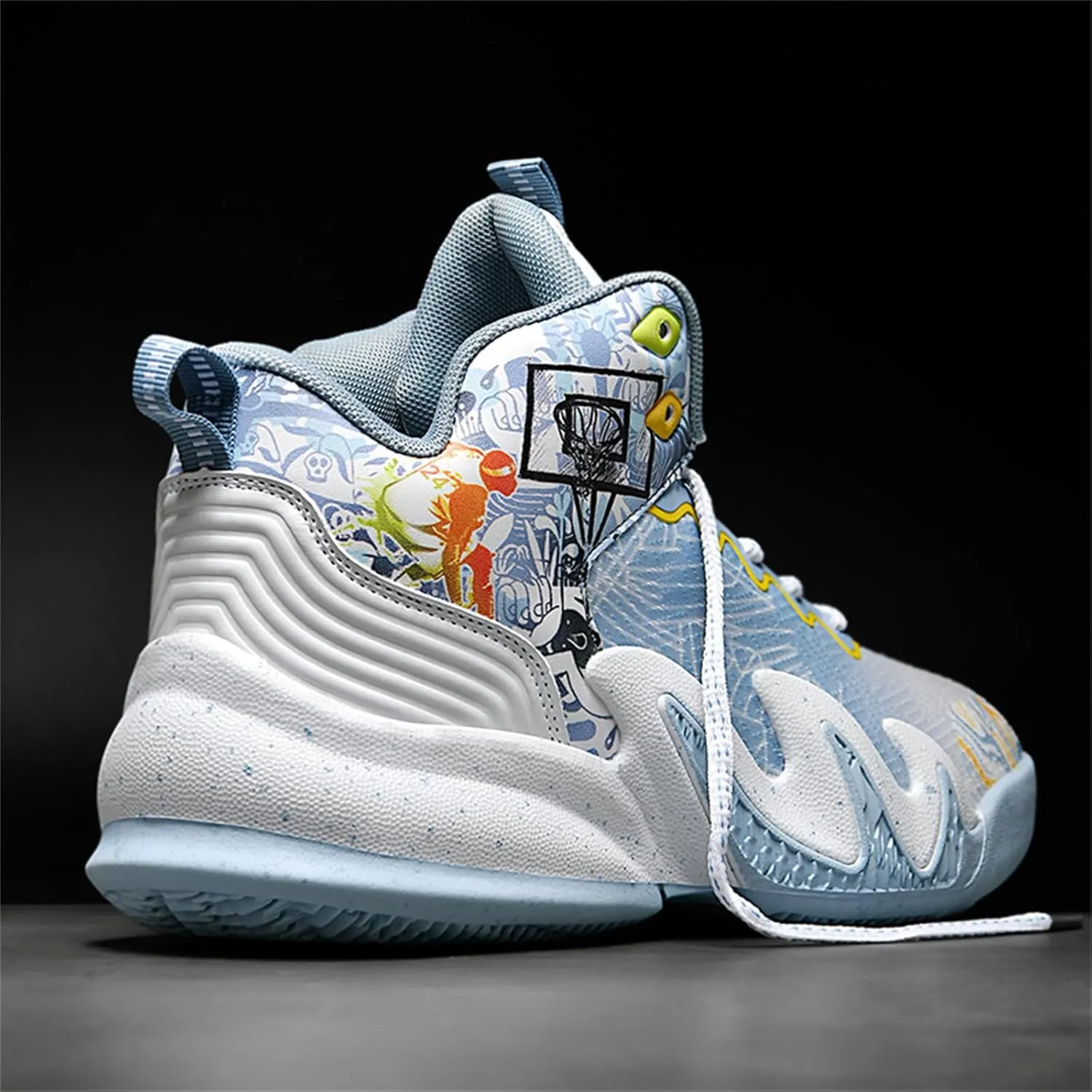 Men's Lace Up High Top Basketball Shoes Fashion Breathable Sneakers Casual Non-Slip Sports Shoes for Running Walking