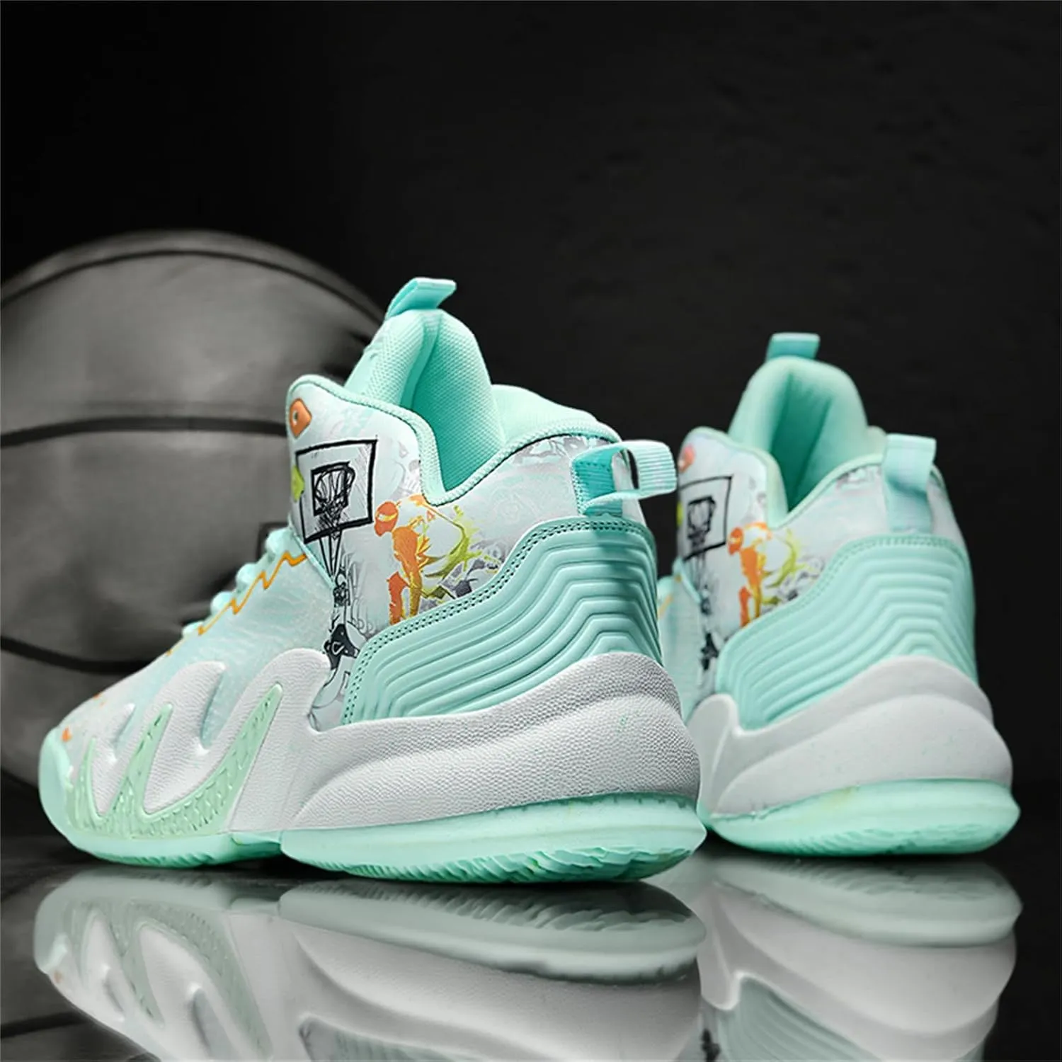 Men's Lace Up High Top Basketball Shoes Fashion Breathable Sneakers Casual Non-Slip Sports Shoes for Running Walking