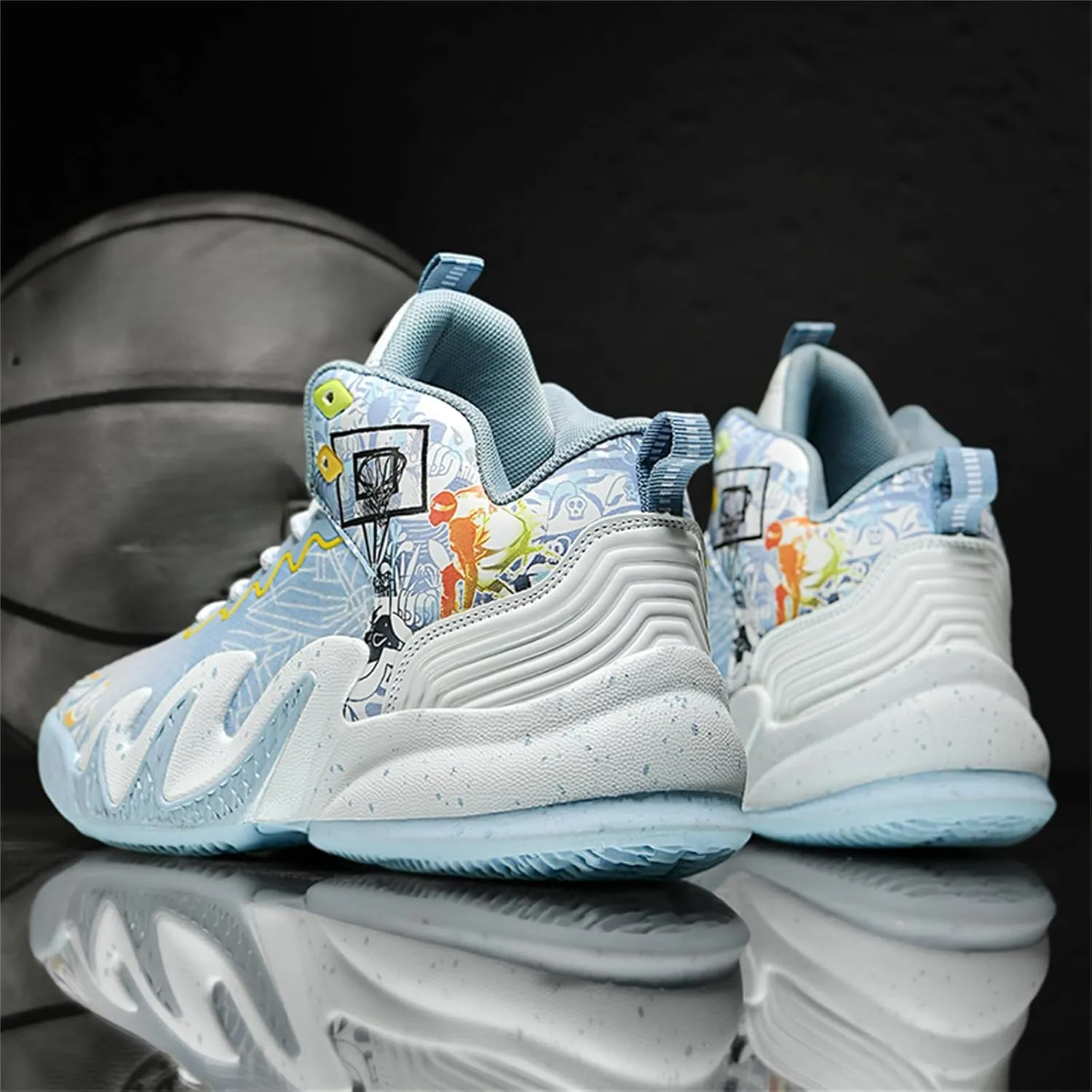 Men's Lace Up High Top Basketball Shoes Fashion Breathable Sneakers Casual Non-Slip Sports Shoes for Running Walking