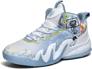 Men's Lace Up High Top Basketball Shoes Fashion Breathable Sneakers Casual Non-Slip Sports Shoes for Running Walking