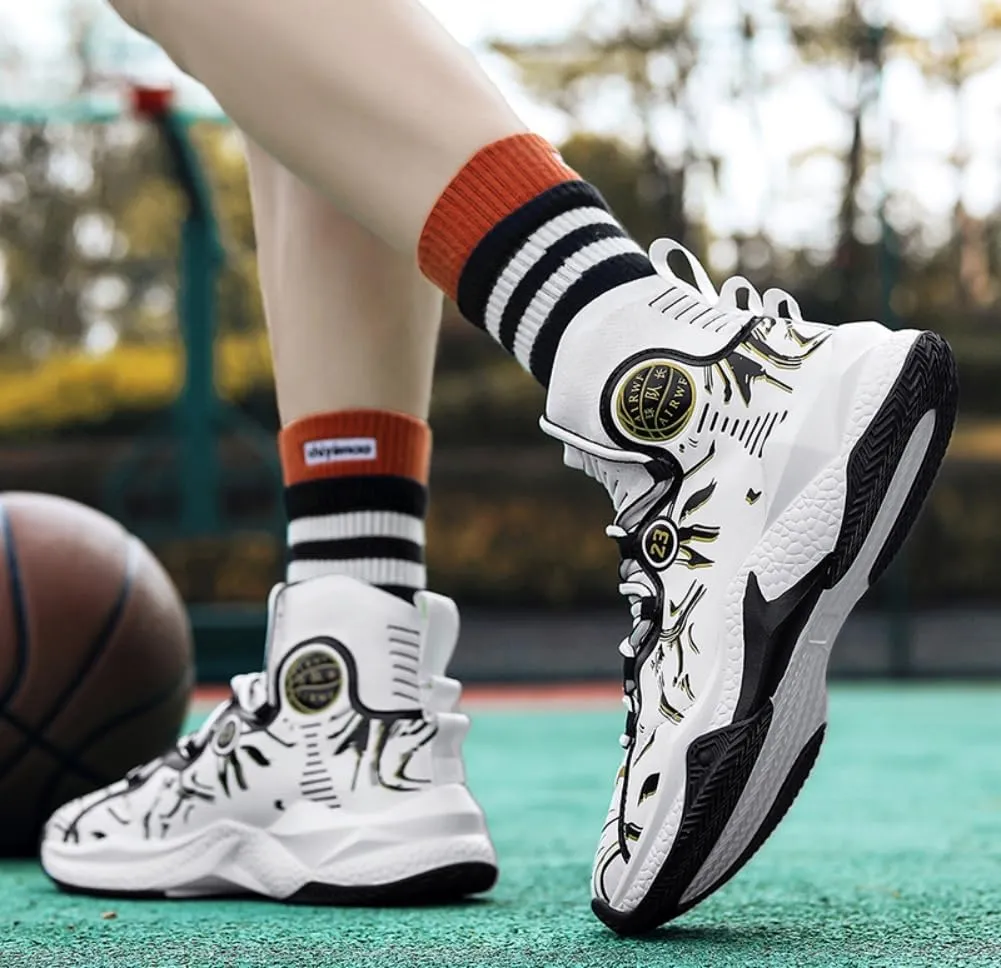 Men's Lace Up High Top Basketball Shoes - Lightweight Athletic Sneakers for Volleyball, Streetball & Fitness Training Non-Slip Breathable Sport Shoe for Men Women​