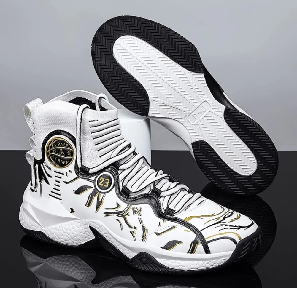 Men's Lace Up High Top Basketball Shoes - Lightweight Athletic Sneakers for Volleyball, Streetball & Fitness Training Non-Slip Breathable Sport Shoe for Men Women​