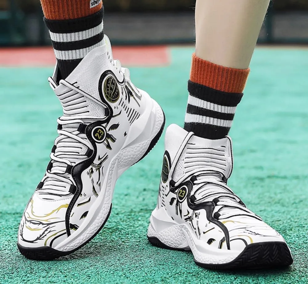 Men's Lace Up High Top Basketball Shoes - Lightweight Athletic Sneakers for Volleyball, Streetball & Fitness Training Non-Slip Breathable Sport Shoe for Men Women​
