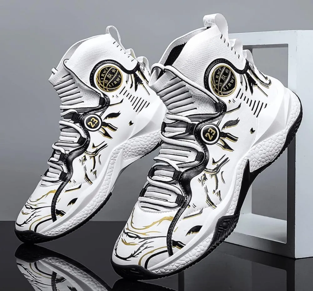 Men's Lace Up High Top Basketball Shoes - Lightweight Athletic Sneakers for Volleyball, Streetball & Fitness Training Non-Slip Breathable Sport Shoe for Men Women​