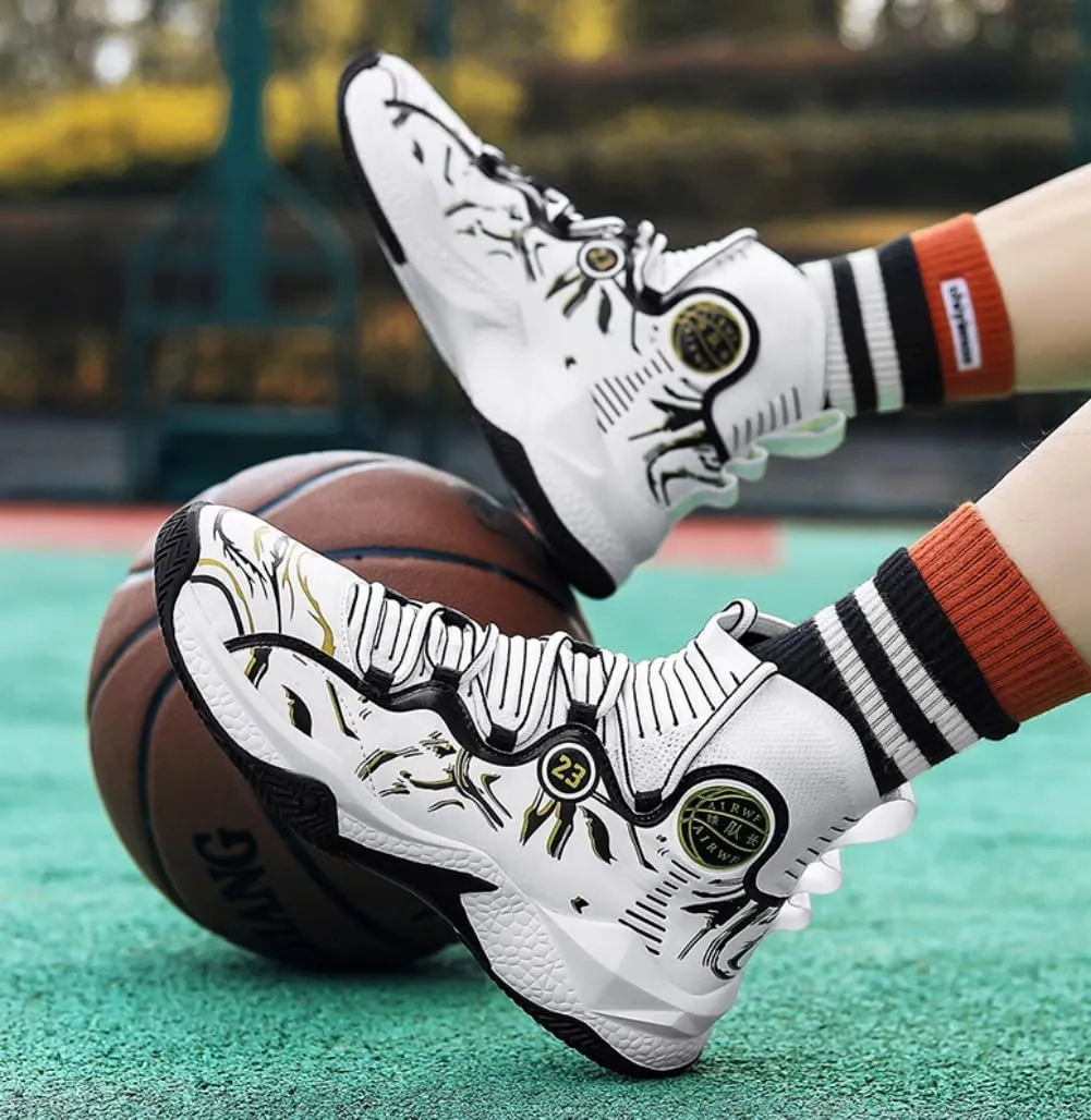 Men's Lace Up High Top Basketball Shoes - Lightweight Athletic Sneakers for Volleyball, Streetball & Fitness Training Non-Slip Breathable Sport Shoe for Men Women​