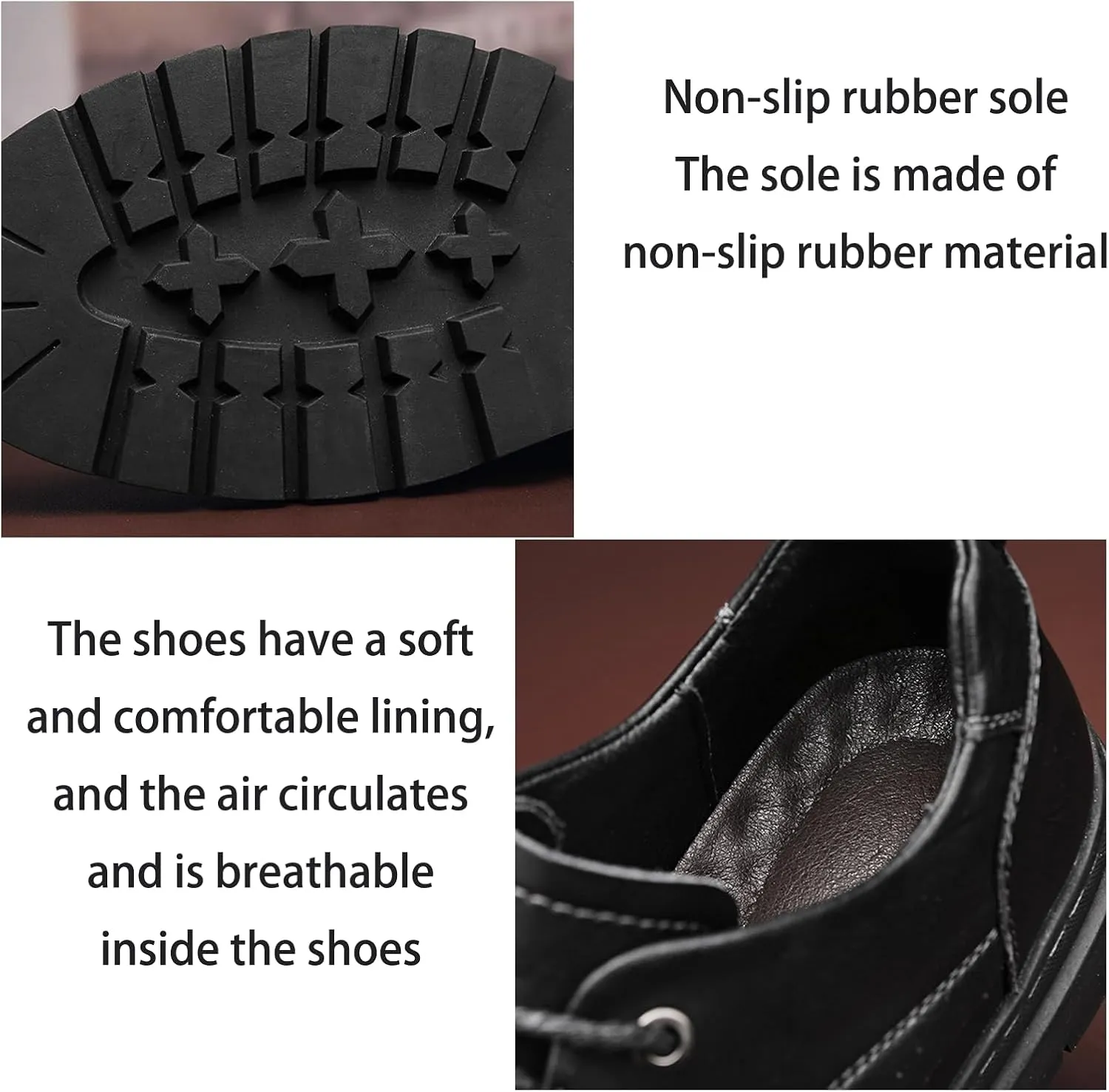 Men's Leather Chunky Platform Brogue Oxford Shoes Retro Round Toe Heightened Non-Slip Lace-Up Business Formal Derby Shoes