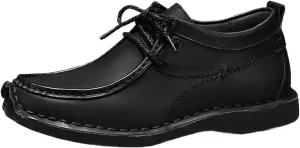 Men's Leather Platform Hand Stitched Lace-up Loafers Comfortable Round Toe Soft Non-Slip Driving Work Casual Walking Oxford Shoes