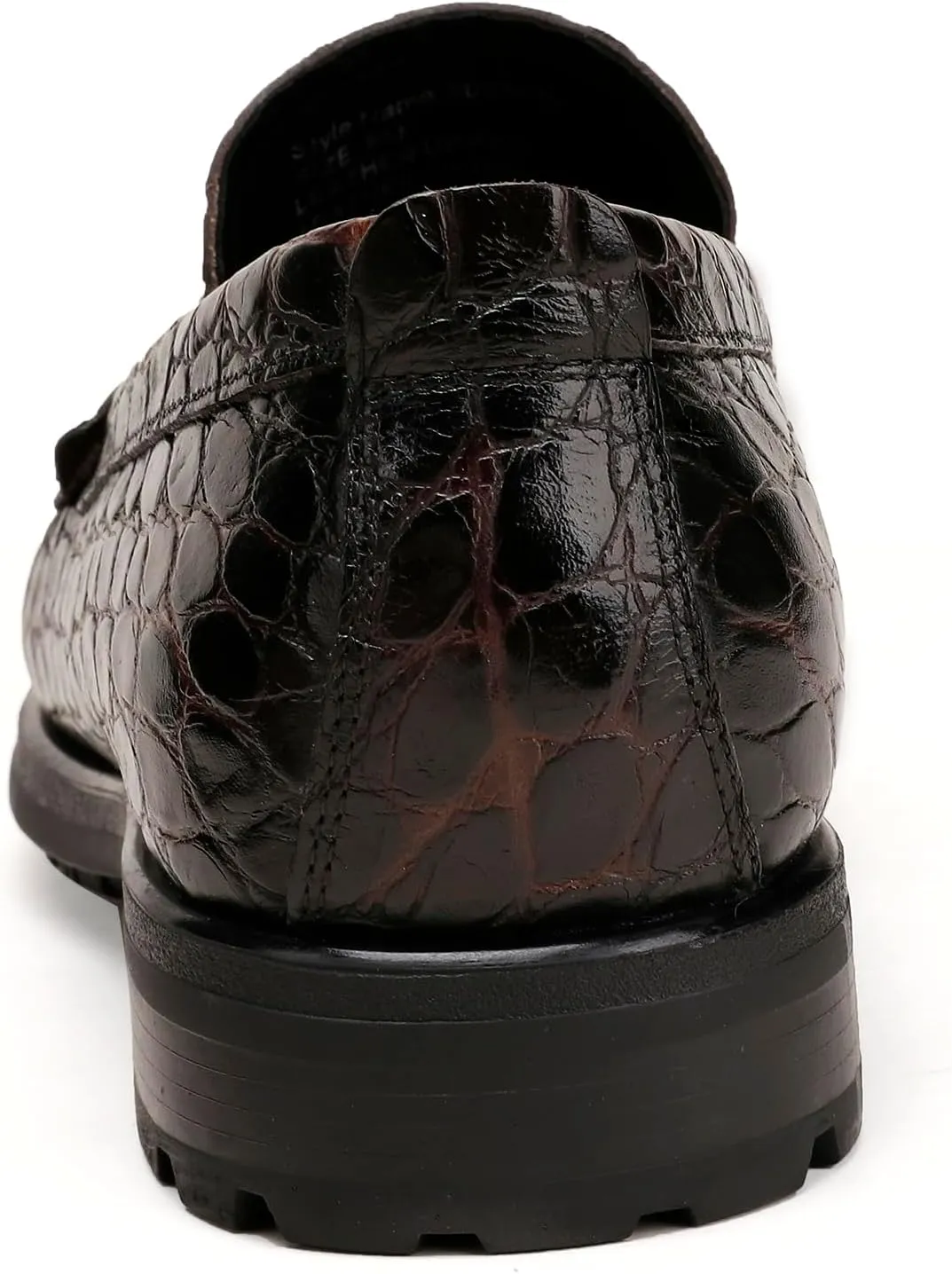 Men's Leather Tassel Loafers, Alligator Printed Penny Loafers Casual Party Shoes Soft Thick Sole Slip On Dress Shoes for Mens Weddings Business Shoes