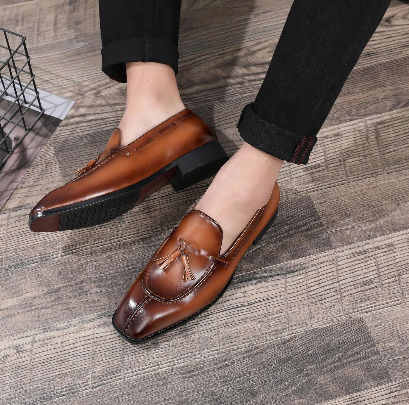 Mens Loafers Casual Dress Slip On Shoes for Men Wedding Tassel Loafers Prom Shoes for Men