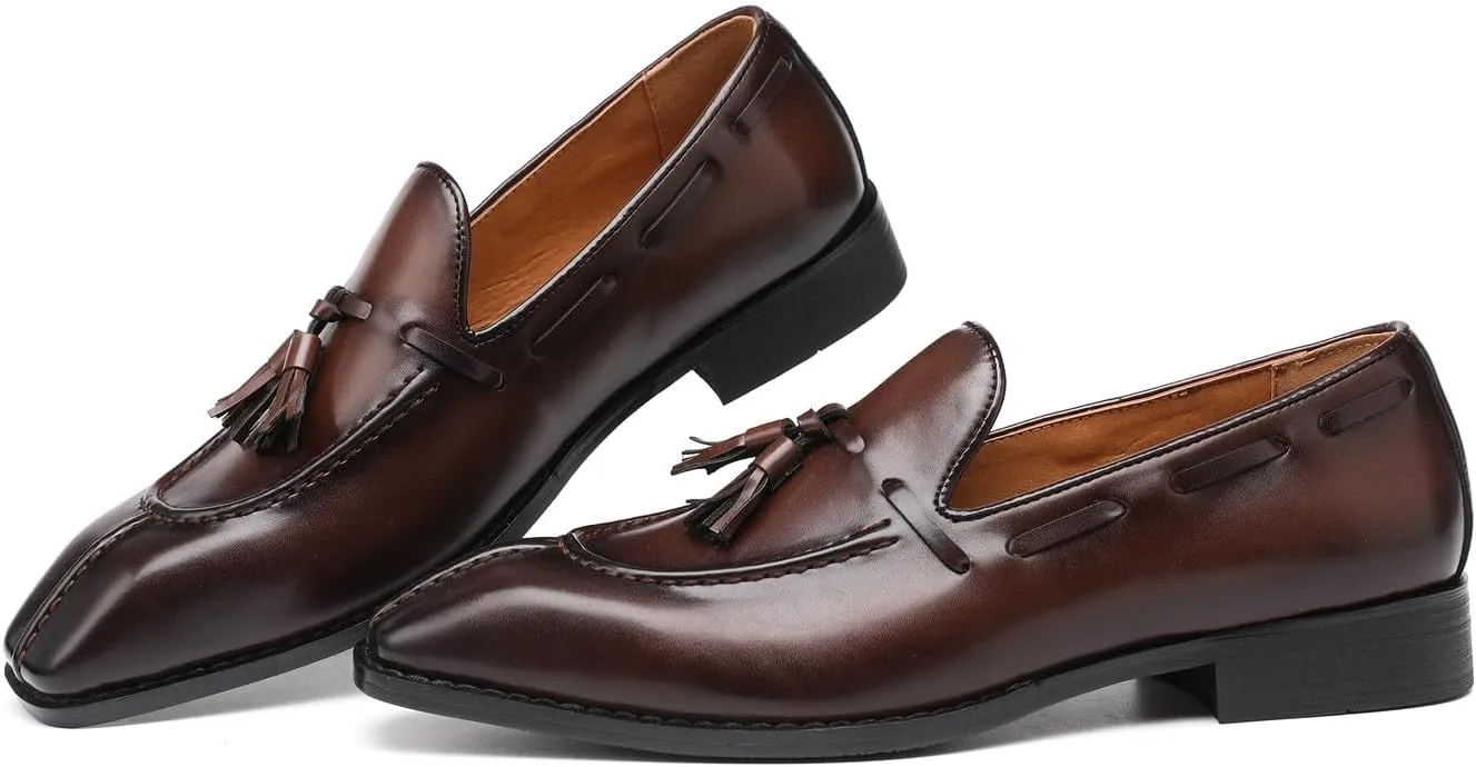 Mens Loafers Casual Dress Slip On Shoes for Men Wedding Tassel Loafers Prom Shoes for Men