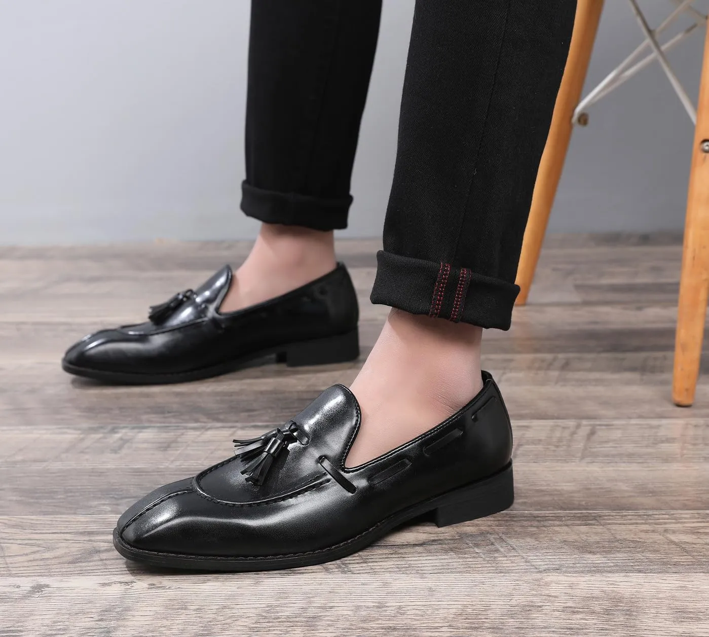 Mens Loafers Casual Dress Slip On Shoes for Men Wedding Tassel Loafers Prom Shoes for Men