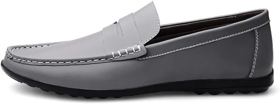Men's Loafers Penny Loafers Round Toe Simple Leather Anti-Slip Flat Heel Lightweight Prom Classic Slip-ons