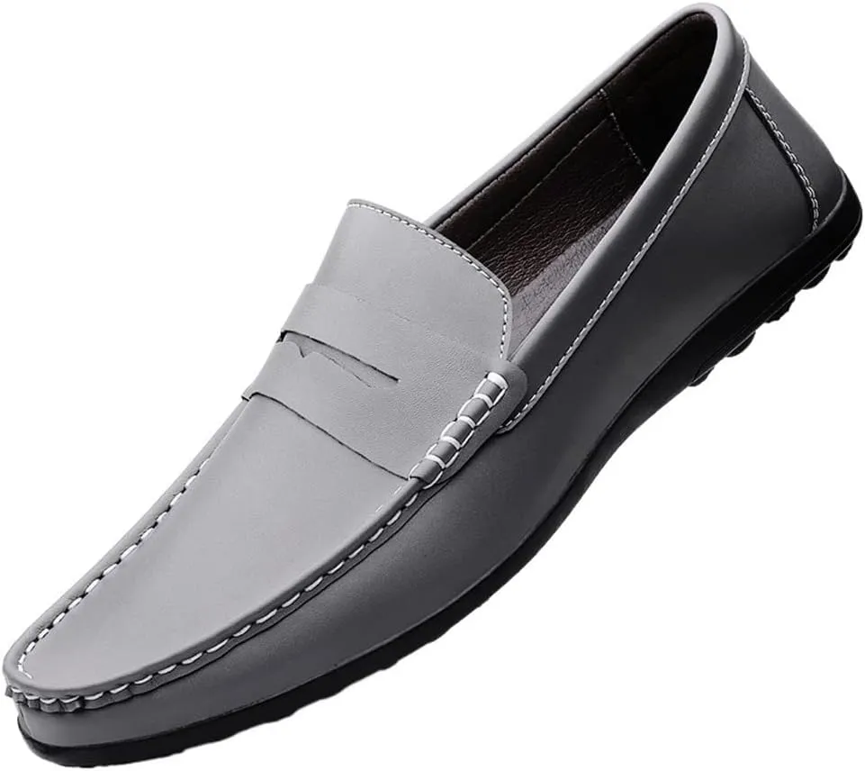 Men's Loafers Penny Loafers Round Toe Simple Leather Anti-Slip Flat Heel Lightweight Prom Classic Slip-ons