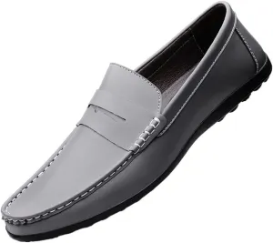 Men's Loafers Penny Loafers Round Toe Simple Leather Anti-Slip Flat Heel Lightweight Prom Classic Slip-ons