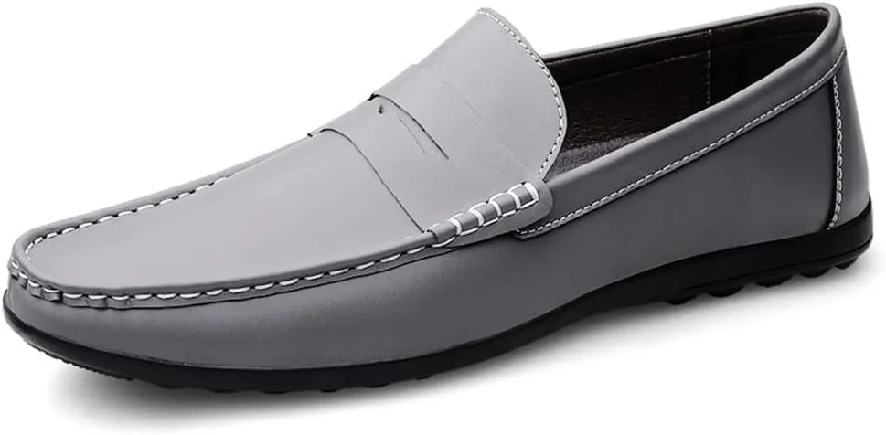 Men's Loafers Penny Loafers Round Toe Simple Leather Anti-Slip Flat Heel Lightweight Prom Classic Slip-ons