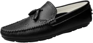 Mens Loafers Round Toe Brogue Embossed Wing tip with Tassel Driving Loafers Anti-Slip Lightweight Flexible Outdoor Classic Slip-ons