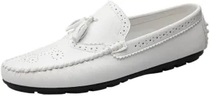 Mens Loafers Round Toe Brogue Embossed Wing tip with Tassel Driving Loafers Anti-Slip Lightweight Flexible Outdoor Classic Slip-ons