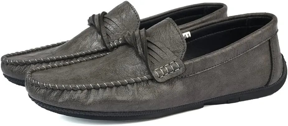 Men's Loafers Round Toe Penny Moccasins Loafers Simple Vegan Leather Anti-Slip Lightweight Flexible Classic Slip-ons