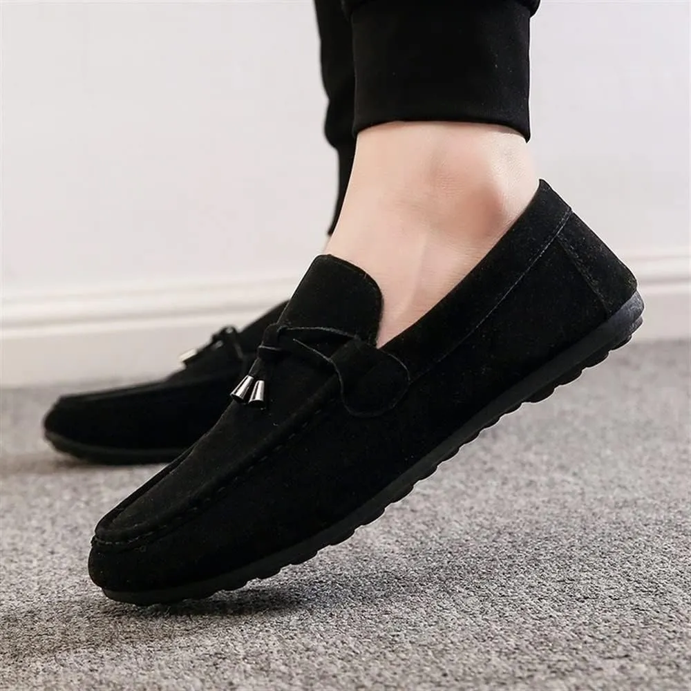 Men's Loafers Round Toe Smoking Loafers Tassel Simple Slip Resistant Flat Heel Anti-Slip Casual Classic Slip-ons