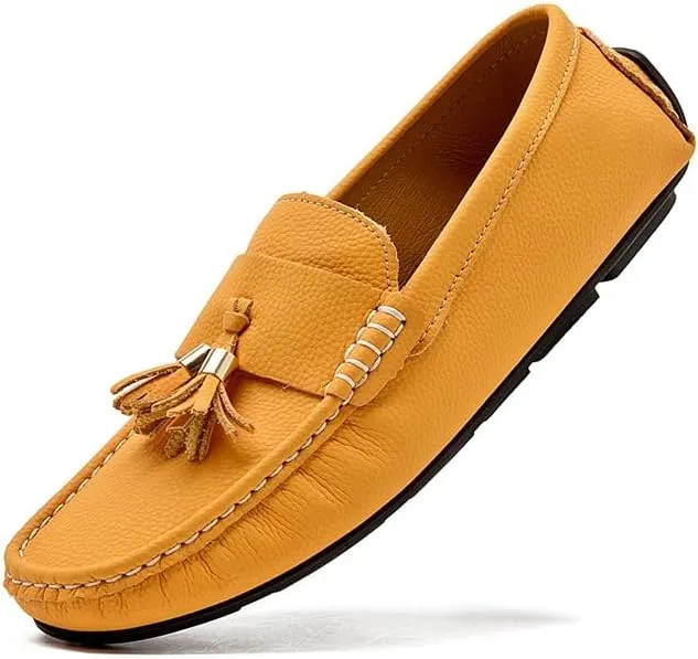 Mens Loafers Round Toe with Tassel Moccasins Driving Loafers Anti-Slip Lightweight Slip Resistant Classic Slip-ons