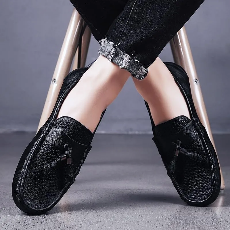 Men's Loafers Shoes Round Toe Solid Color Breathable with Tassel Driving Loafers Lightweight Comfortable Anti-Slip Party Classic Slip-ons