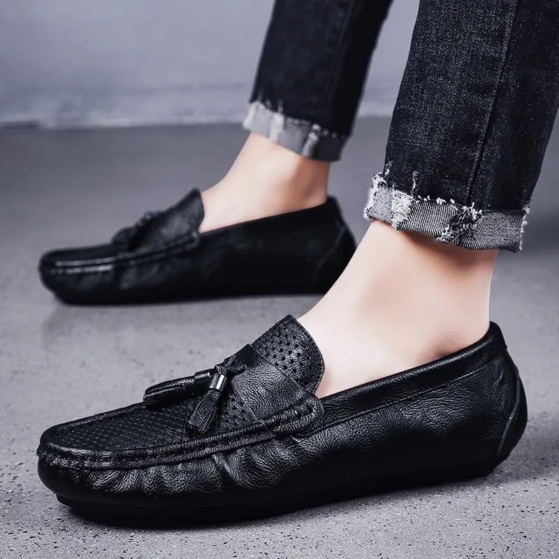 Men's Loafers Shoes Round Toe Solid Color Breathable with Tassel Driving Loafers Lightweight Comfortable Anti-Slip Party Classic Slip-ons