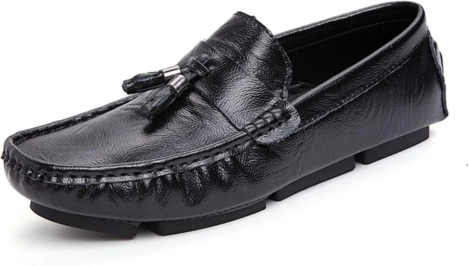 Mens Loafers Square Toe PU Leather with Tassel Driving Style Loafer Slip Resistant Lightweight Flexible Classic Slip-ons