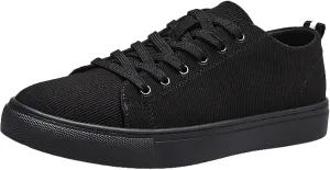 Men's Low-Top Canvas Shoes Solid Black Lace-Up Fashion Trainers