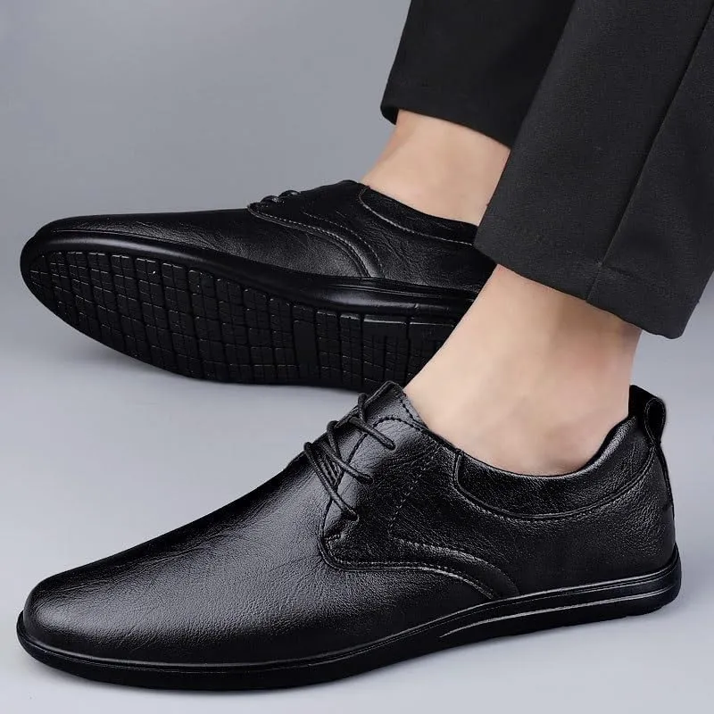 Men's Office Leather Dress Shoes, Men Dress Shoes Fashion Luxury Leather Men Shoes Wedding Pointed Toe Shoes Men Breathable Oxford Shoes