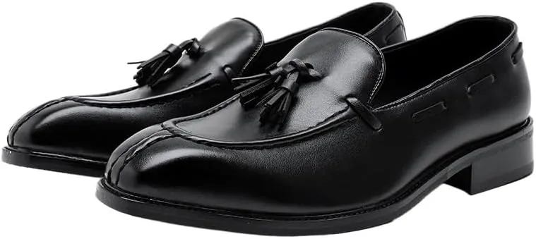 Men's Patent Leather Slip-On Tassel Dress Platform Loafers Casual Non-Slip New Formal Shoes Business Party Wedding Prom Moccasins Boat Shoes