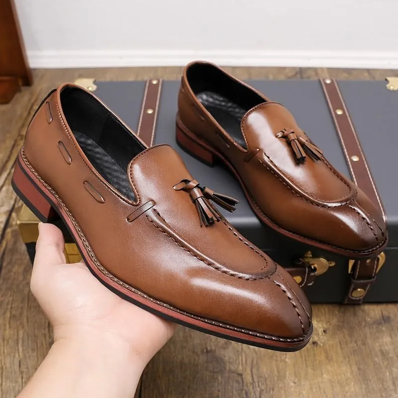 Men's Patent Leather Slip-On Tassel Dress Platform Loafers Casual Non-Slip New Formal Shoes Business Party Wedding Prom Moccasins Boat Shoes