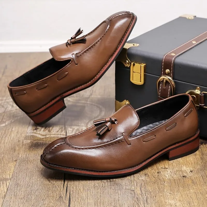 Men's Patent Leather Slip-On Tassel Dress Platform Loafers Casual Non-Slip New Formal Shoes Business Party Wedding Prom Moccasins Boat Shoes