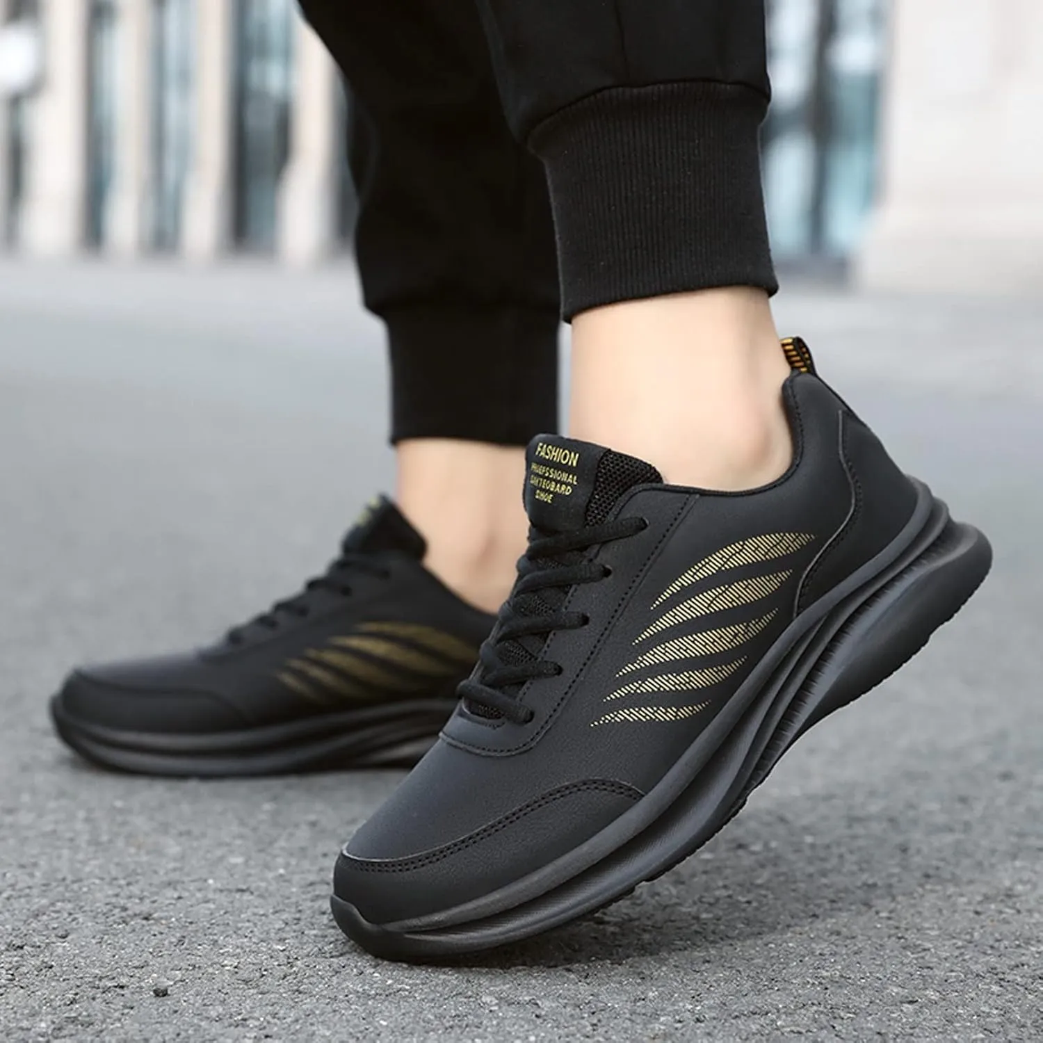 Mens Shoes Casual Leather Laace Up Solid Color Casual Fashion Simple Shoes Running Mens Sneaker Boots