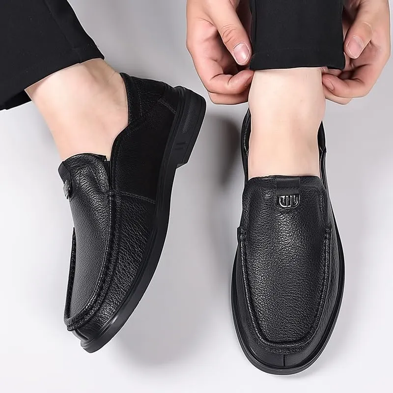 Mens Shoes, Walking Shoes Men's Comfortable Relaxed Fit Lightweight Breathable Leather Arch Support Cushioned Walking Shoes Slip On Casual Loafers Dress Shoes Fashion Driving Shoes