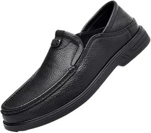 Mens Shoes, Walking Shoes Men's Comfortable Relaxed Fit Lightweight Breathable Leather Arch Support Cushioned Walking Shoes Slip On Casual Loafers Dress Shoes Fashion Driving Shoes