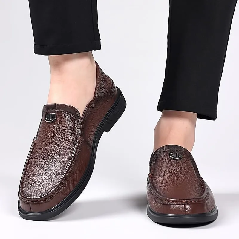 Mens Shoes, Walking Shoes Men's Comfortable Relaxed Fit Lightweight Breathable Leather Arch Support Cushioned Walking Shoes Slip On Casual Loafers Dress Shoes Fashion Driving Shoes