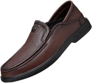 Mens Shoes, Walking Shoes Men's Comfortable Relaxed Fit Lightweight Breathable Leather Arch Support Cushioned Walking Shoes Slip On Casual Loafers Dress Shoes Fashion Driving Shoes