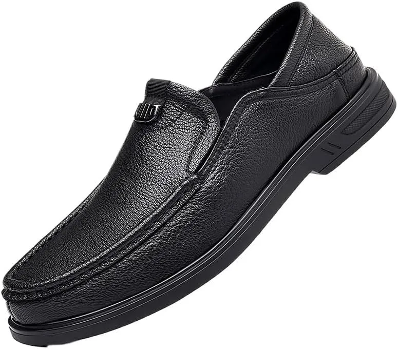 Mens Shoes, Walking Shoes Men's Comfortable Relaxed Fit Lightweight Breathable Leather Arch Support Cushioned Walking Shoes Slip On Casual Loafers Dress Shoes Fashion Driving Shoes