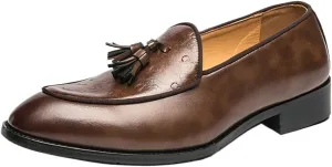 Men's Tassel Loafers – Lightweight Leather Slip-On Shoes with Comfortable Flat Heel, Fashionable for Prom and Casual Wear