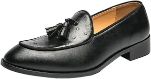 Men's Tassel Loafers – Lightweight Leather Slip-On Shoes with Comfortable Flat Heel, Fashionable for Prom and Casual Wear