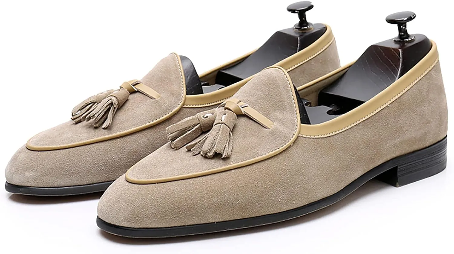Men's Tassel Slip-on Loafers Casual Leather Shoes for Men Slip On Leather Driving Shoes Comfortable Shoes Business Dress Formal Shoes,Beige,9.5US/44EU