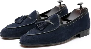 Men's Tassel Slip-on Loafers Casual Leather Shoes for Men Slip On Leather Driving Shoes Comfortable Shoes Business Dress Formal Shoes,Blue,8.5US/42EU