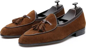 Men's Tassel Slip-on Loafers Casual Leather Shoes for Men Slip On Leather Driving Shoes Comfortable Shoes Business Dress Formal Shoes,Brown,7.5US/40EU